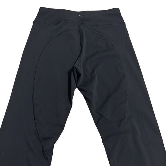 Zyia Leggings Woman's Size 4 Black Neon Yellow Stripe Luxe Hi-Rise Activewear - Picture 3 of 8